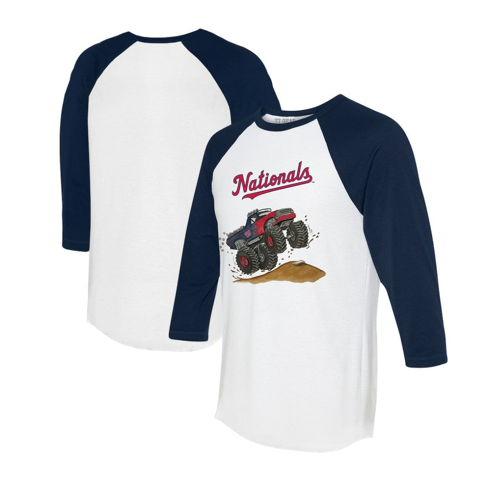 Washington Nationals Tiny Turnip Unisex Monster Truck 3/4-Sleeve Raglan T-Shirt - White/Navy