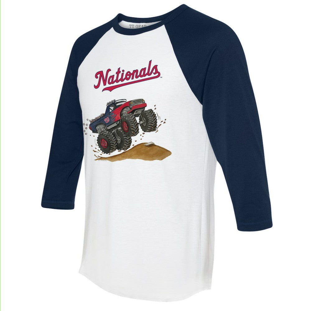 Washington Nationals Tiny Turnip Unisex Monster Truck 3/4-Sleeve Raglan T-Shirt - White/Navy