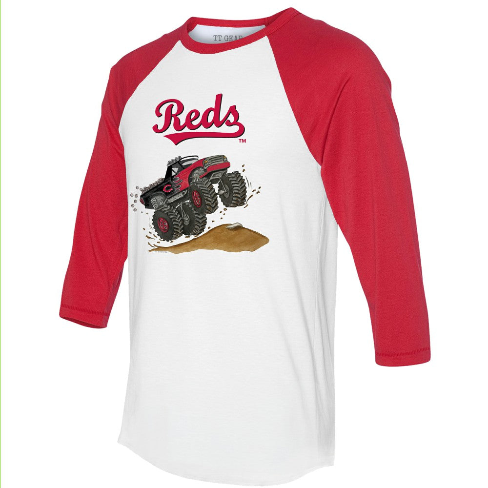 Cincinnati Reds Tiny Turnip Unisex Monster Truck 3/4-Sleeve Raglan T-Shirt - White/Red
