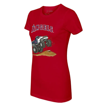 Los Angeles Angels Tiny Turnip Women's Monster Truck T-Shirt - Red