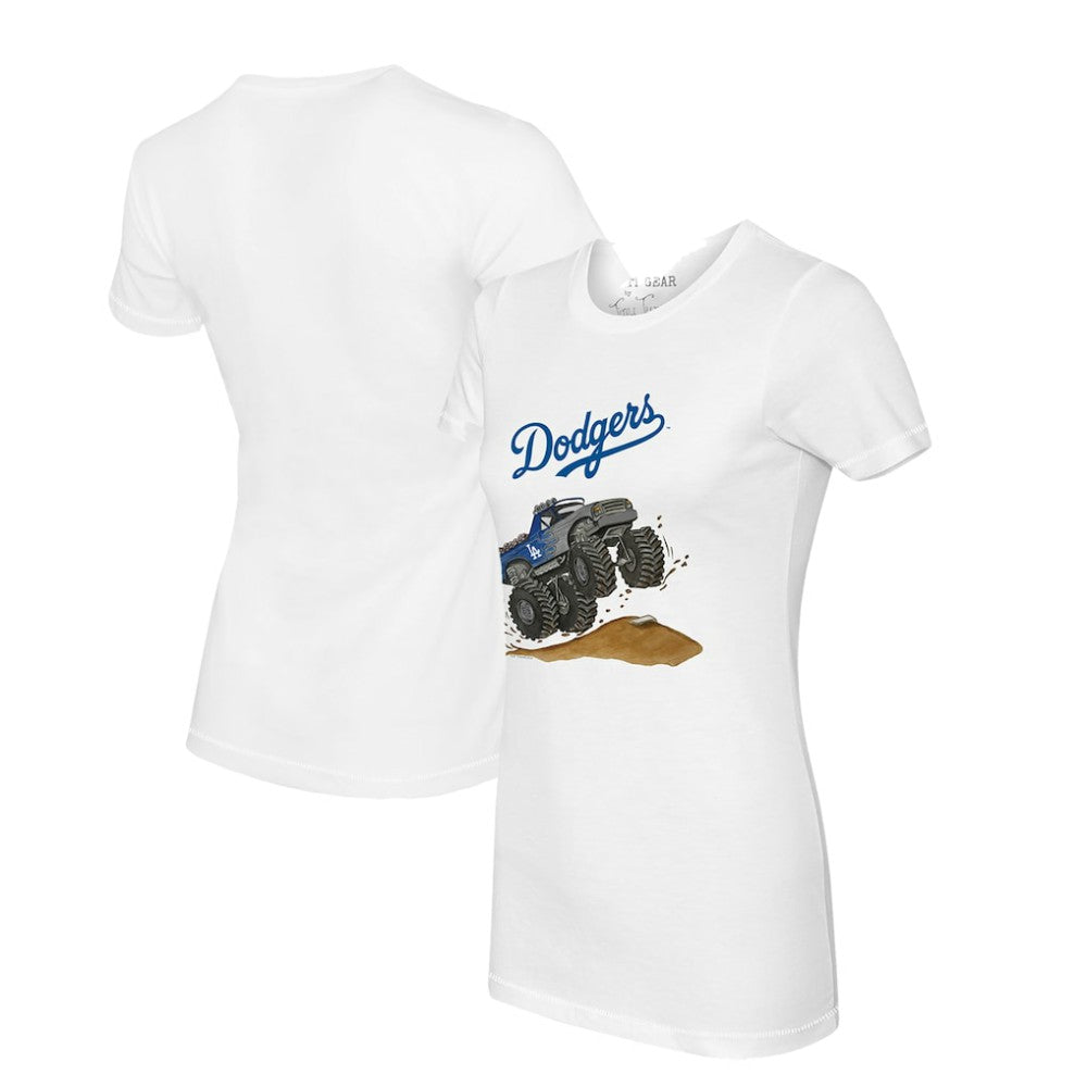 Los Angeles Dodgers Tiny Turnip Women's Monster Truck T-Shirt - White