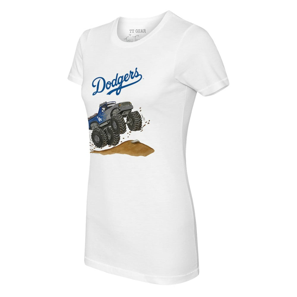 Los Angeles Dodgers Tiny Turnip Women's Monster Truck T-Shirt - White