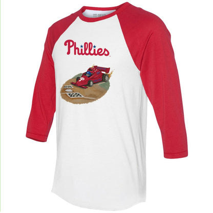 Philadelphia Phillies Tiny Turnip Unisex Race Car 3/4-Sleeve Raglan T-Shirt - White/Red