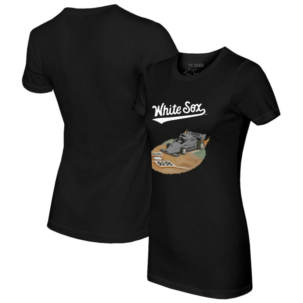 Chicago White Sox Tiny Turnip Women's Race Car T-Shirt - Black