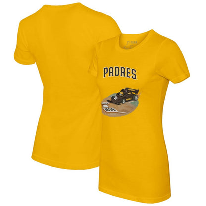 San Diego Padres Tiny Turnip Women's Race Car T-Shirt - Gold