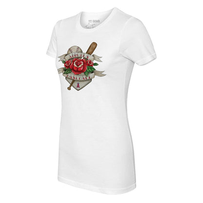Los Angeles Angels Tiny Turnip Women's Tattoo Rose T-Shirt - White