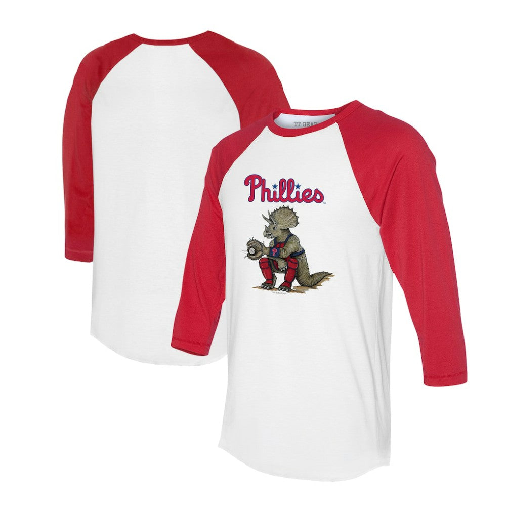 Philadelphia Phillies Tiny Turnip Unisex Triceratops 3/4-Sleeve Raglan T-Shirt - White/Red