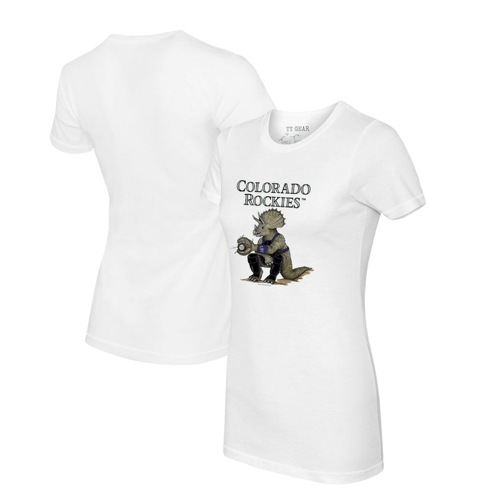 Colorado Rockies Tiny Turnip Women's Triceratops T-Shirt - White