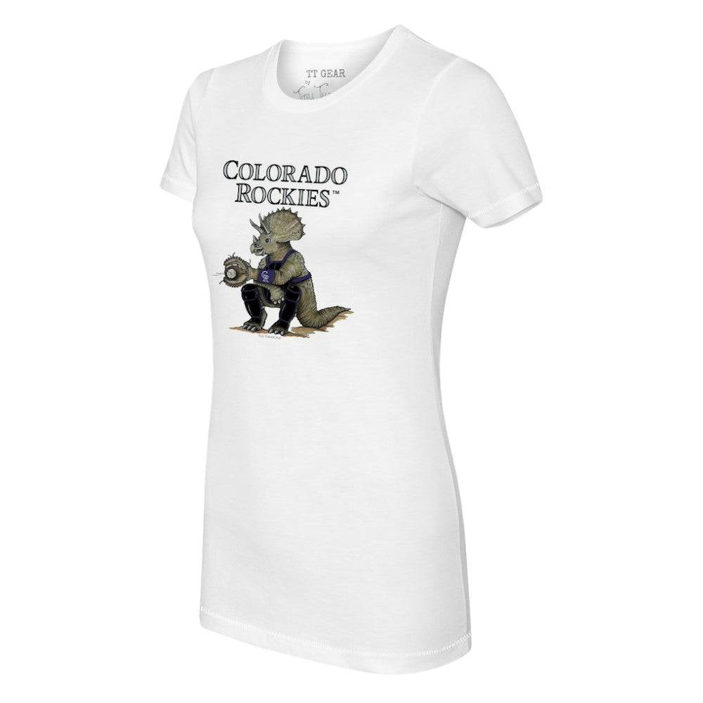 Colorado Rockies Tiny Turnip Women's Triceratops T-Shirt - White