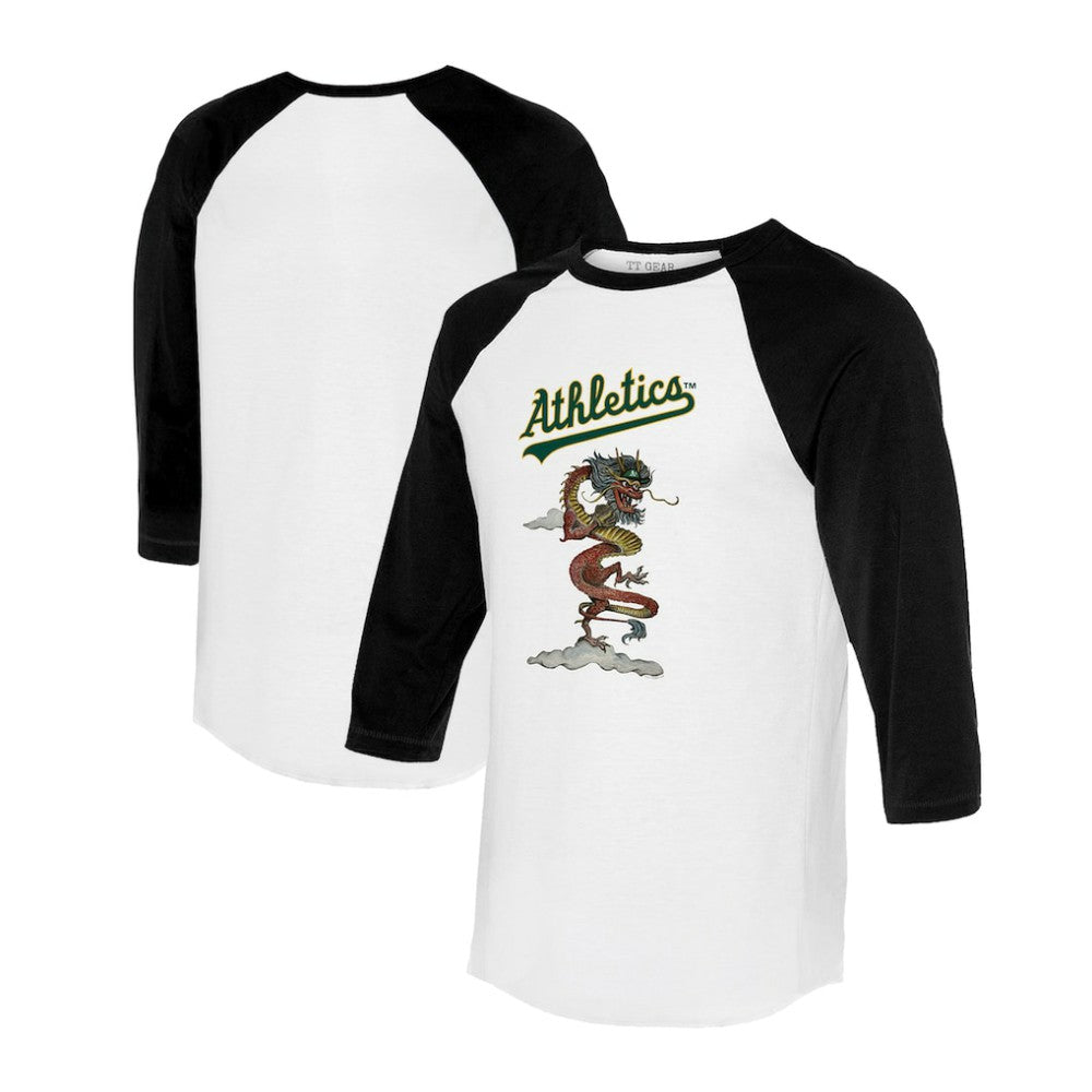 Athletics Tiny Turnip Unisex 2024 Year of the Dragon 3/4-Sleeve Raglan T-Shirt - White/Black