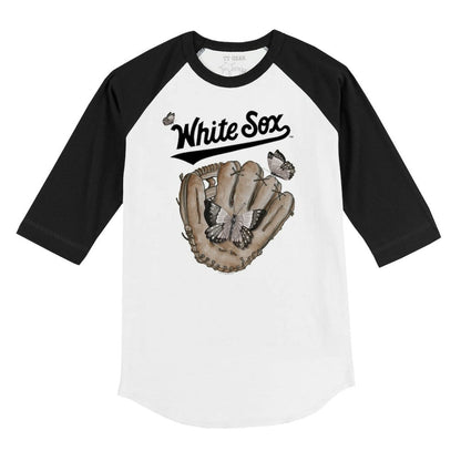 Chicago White Sox Tiny Turnip Youth Butterfly Glove 3/4-Sleeve Raglan T-Shirt - White/Black