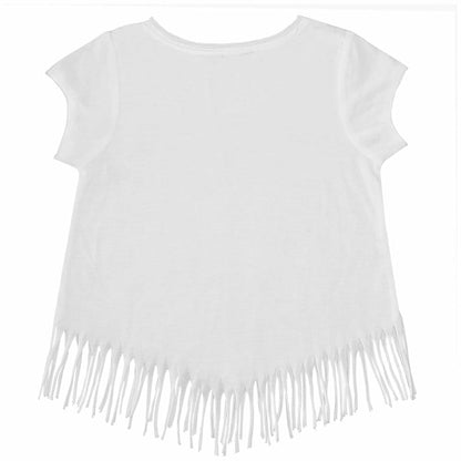 Texas Rangers Tiny Turnip Girls Youth Butterfly Glove Fringe T-Shirt - White