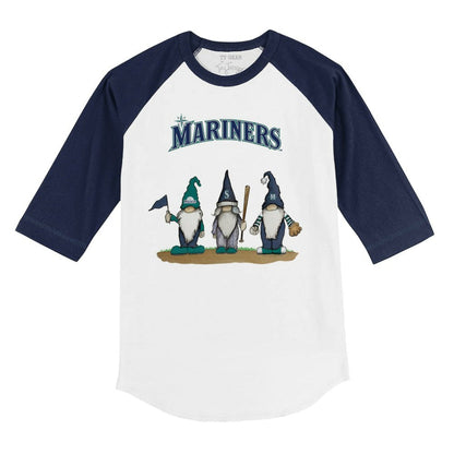 Seattle Mariners Tiny Turnip Youth Gnomes 3/4-Sleeve Raglan T-Shirt - White/Navy