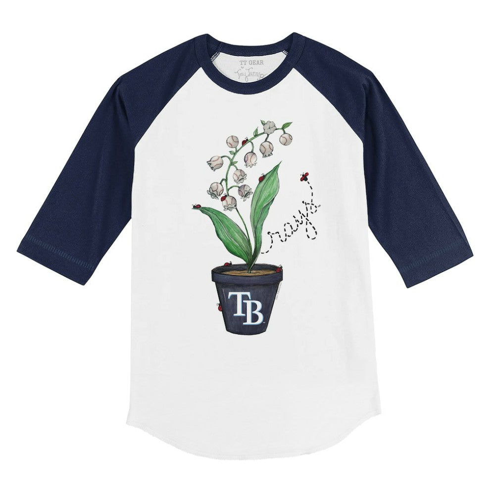 Tampa Bay Rays Tiny Turnip Youth Lilies & Ladybugs 3/4-Sleeve Raglan T-Shirt - White/Navy