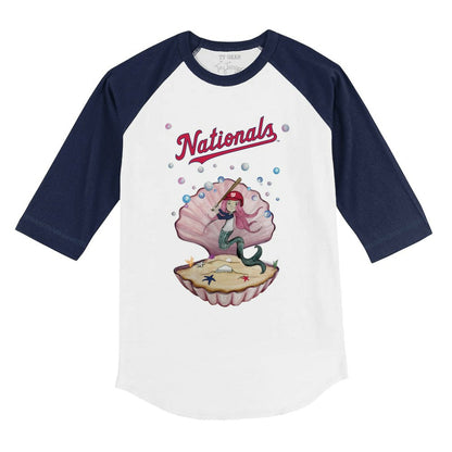 Washington Nationals Tiny Turnip Youth Mermaid 3/4-Sleeve Raglan T-Shirt - White/Navy
