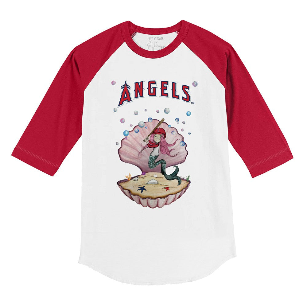 Los Angeles Angels Tiny Turnip Youth Mermaid 3/4-Sleeve Raglan T-Shirt - White/Red