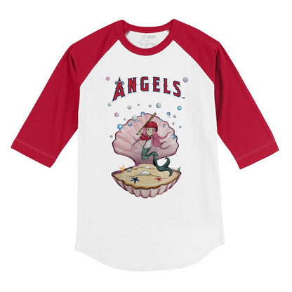 Los Angeles Angels Tiny Turnip Youth Mermaid 3/4-Sleeve Raglan T-Shirt - White/Red