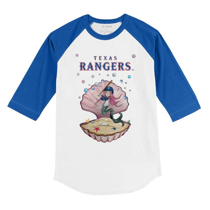 Texas Rangers Tiny Turnip Youth Mermaid 3/4-Sleeve Raglan T-Shirt - White/Royal