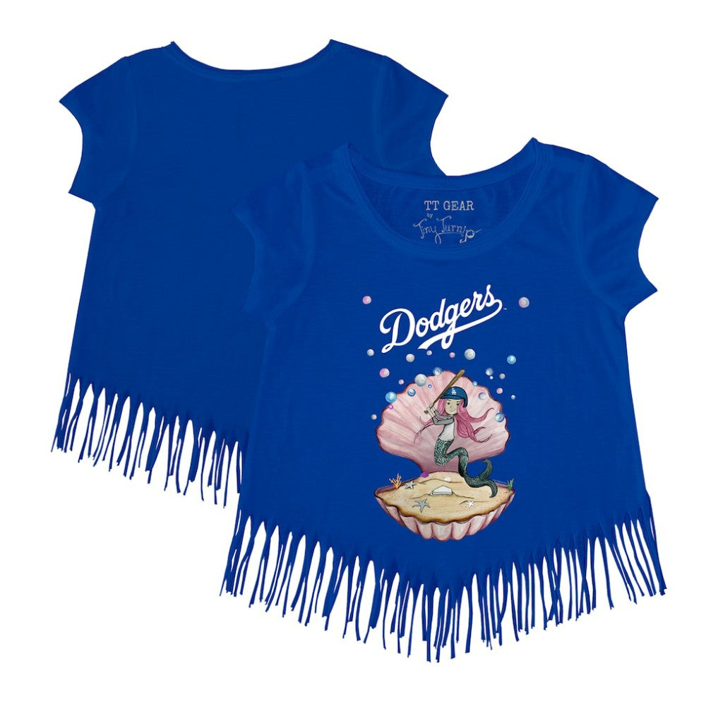 Los Angeles Dodgers Tiny Turnip Girls Youth Mermaid Fringe T-Shirt - Royal