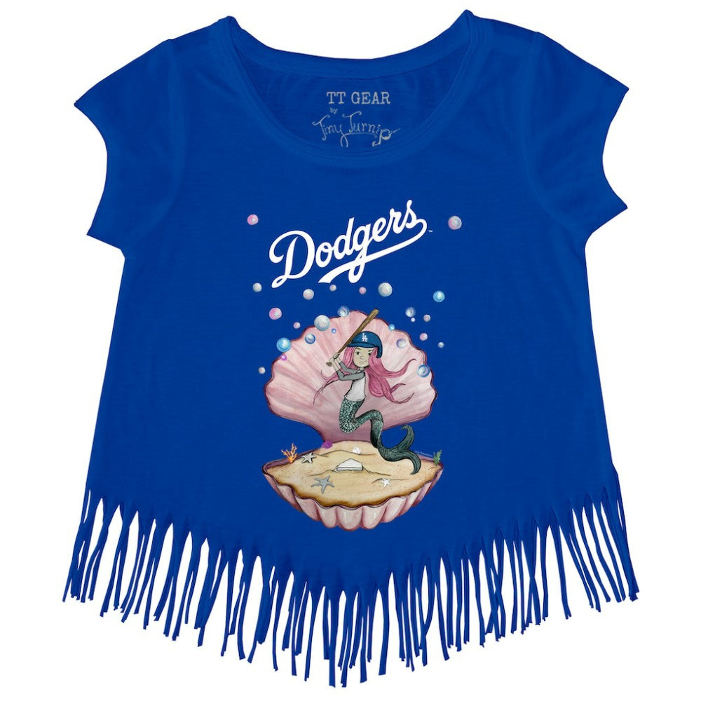 Los Angeles Dodgers Tiny Turnip Girls Youth Mermaid Fringe T-Shirt - Royal