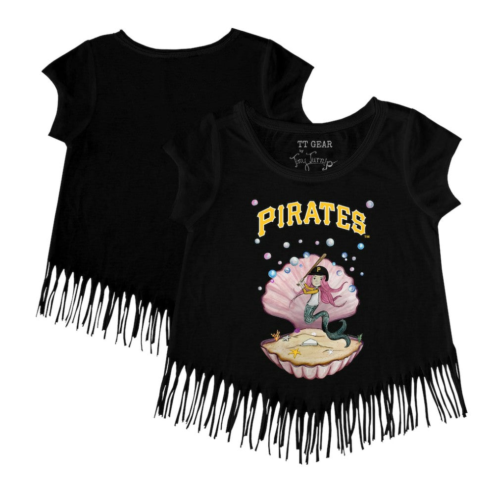 Pittsburgh Pirates Tiny Turnip Girls Youth Mermaid Fringe T-Shirt - Black