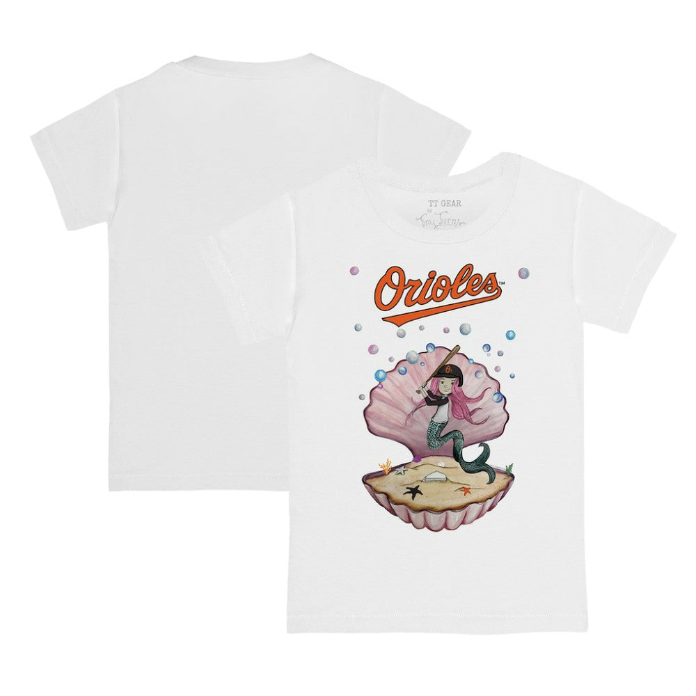 Baltimore Orioles Tiny Turnip Youth Mermaid T-Shirt - White