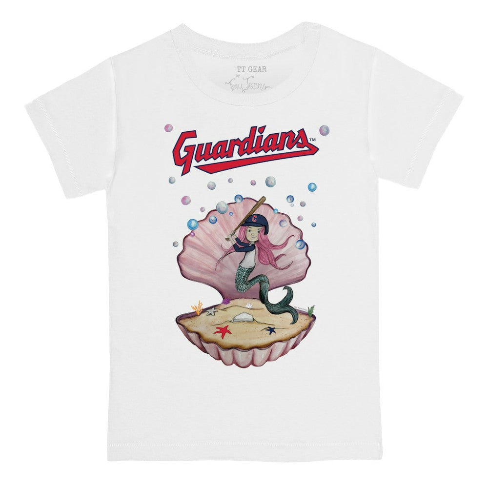 Cleveland Guardians Tiny Turnip Youth Mermaid T-Shirt - White