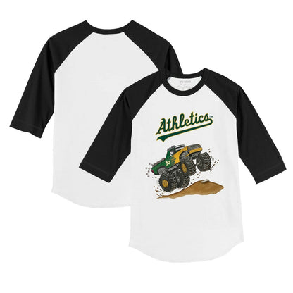 Athletics Tiny Turnip Youth Monster Truck 3/4-Sleeve Raglan T-Shirt - White/Black