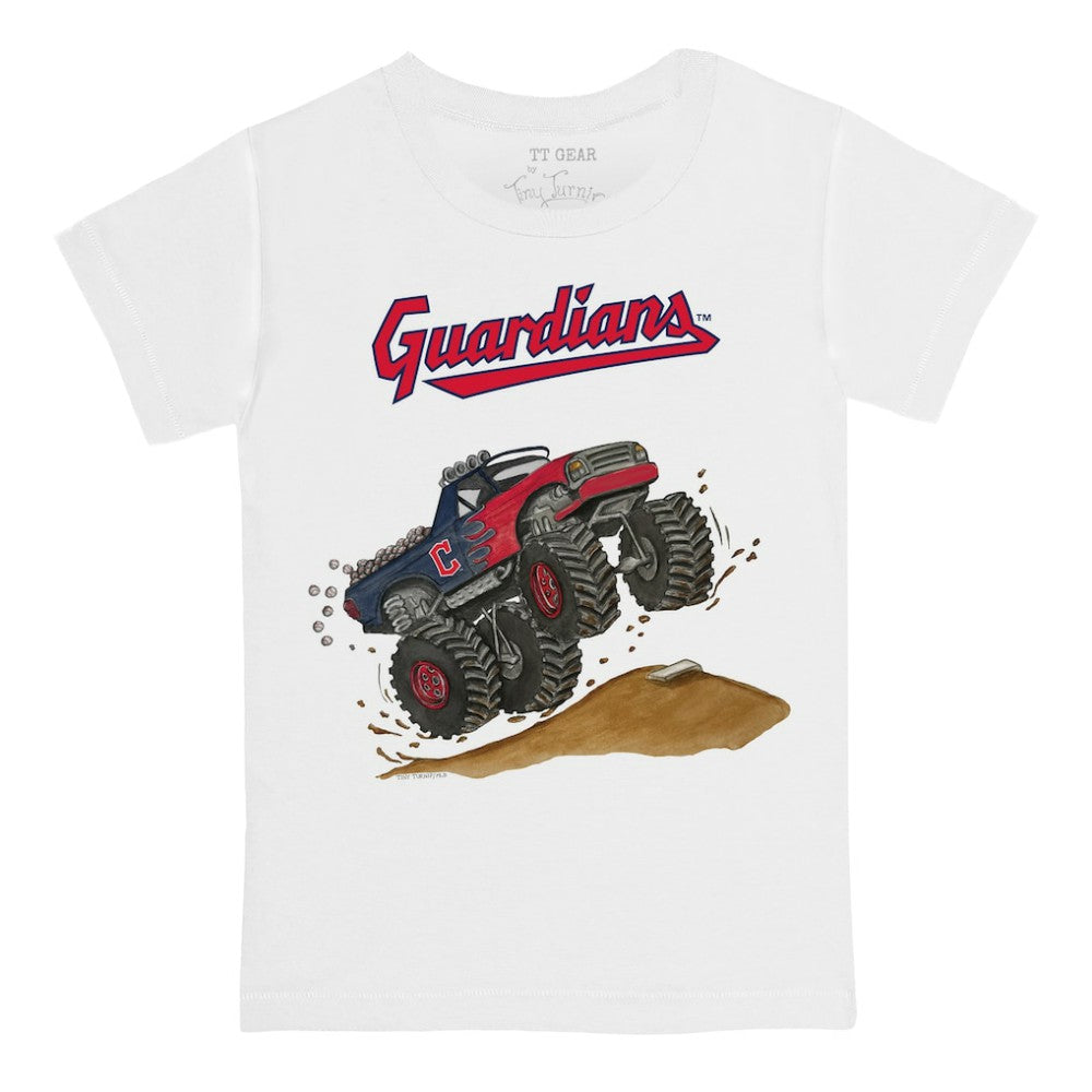Cleveland Guardians Tiny Turnip Youth Monster Truck T-Shirt - White
