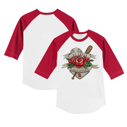 St. Louis Cardinals Tiny Turnip Youth Tattoo Rose 3/4-Sleeve Raglan T-Shirt - White/Red