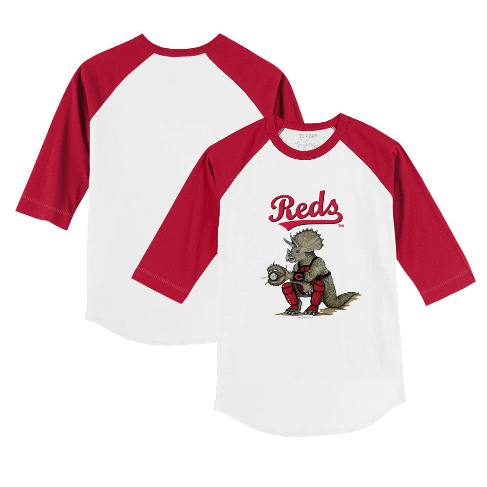 Cincinnati Reds Tiny Turnip Youth Triceratops 3/4-Sleeve Raglan T-Shirt - White/Red