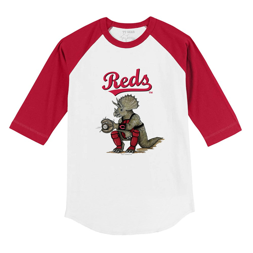 Cincinnati Reds Tiny Turnip Youth Triceratops 3/4-Sleeve Raglan T-Shirt - White/Red