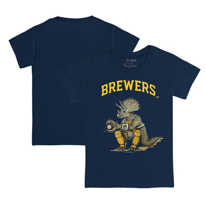 Milwaukee Brewers Tiny Turnip Youth Triceratops T-Shirt - Navy