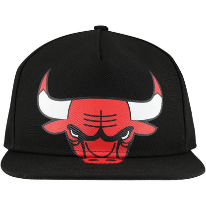 Chicago Bulls Oversized Puff Print Logo Golfer Snapback Hat - Black | New Era sale