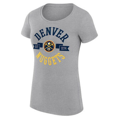 Denver Nuggets G-III 4Her by Carl Banks Women's Super-Slim Fit Lightweight Large City Logo T-Shirt sale - Heather Gray for sale