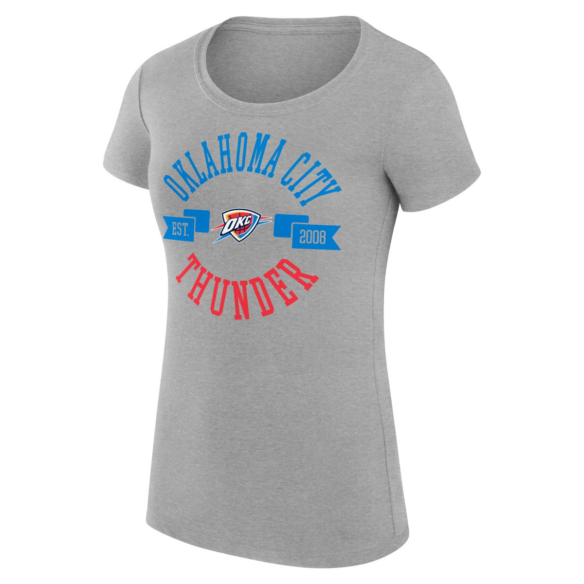 Oklahoma City Thunder G-III 4Her by Carl Banks Women's Super-Slim Fit Lightweight Large City Logo T-Shirt - Heather Gray for sale