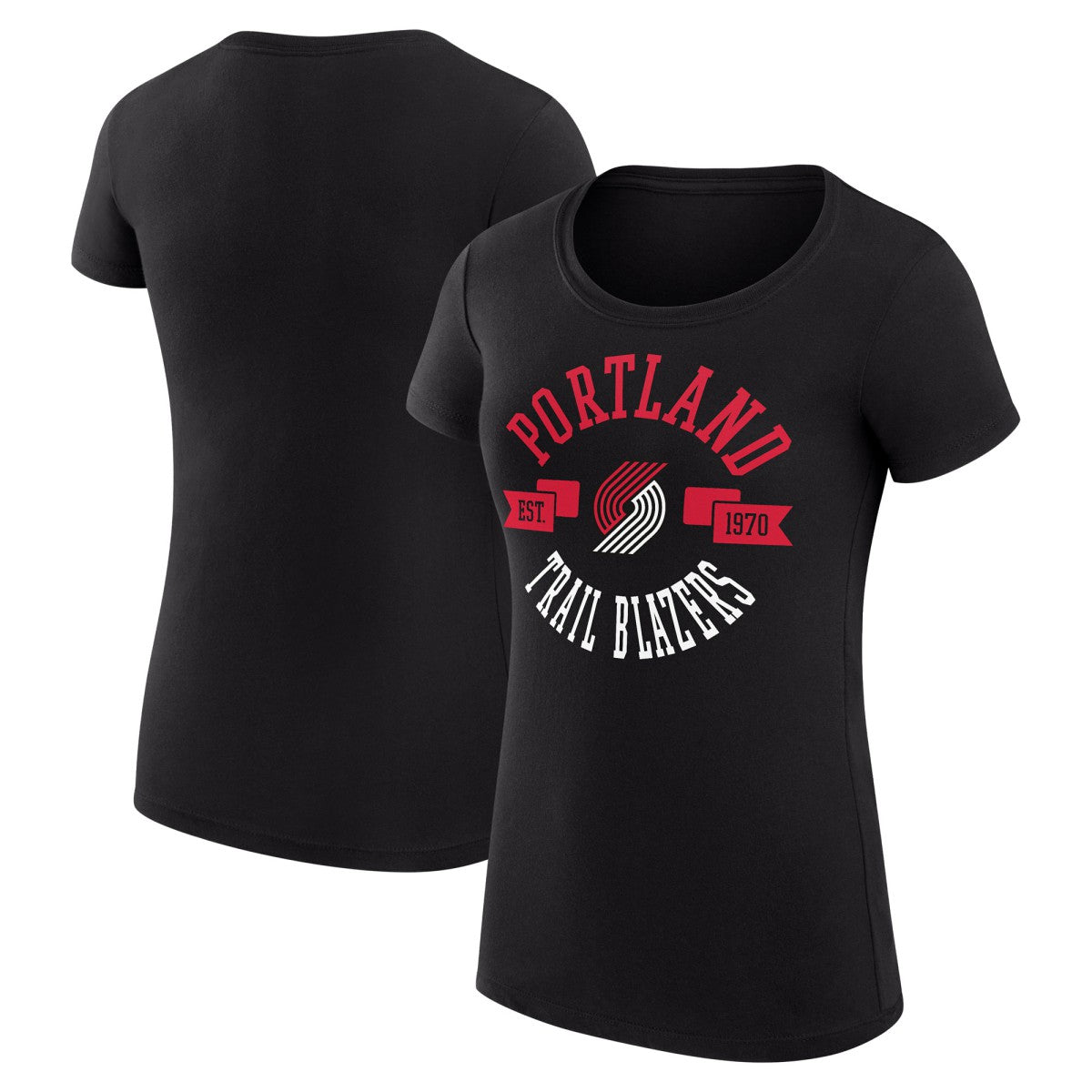 Portland Trail Blazers G-III 4Her by Carl Banks Women's Super-Slim Fit Lightweight Large City Logo T-Shirt - Black outlet