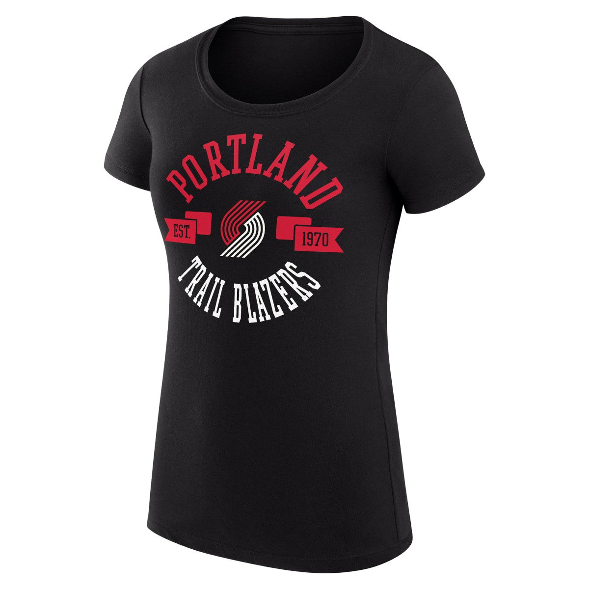Portland Trail Blazers G-III 4Her by Carl Banks Women's Super-Slim Fit Lightweight Large City Logo T-Shirt - Black outlet