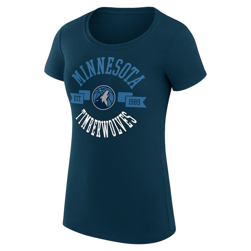 Minnesota Timberwolves G-III 4Her by Carl Banks Women's Super-Slim Fit Lightweight Large City Logo T-Shirt - Navy cheap