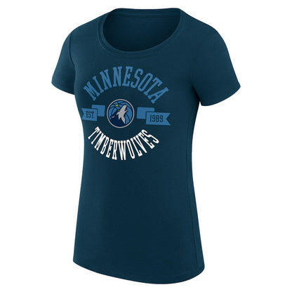 Minnesota Timberwolves G-III 4Her by Carl Banks Women's Super-Slim Fit Lightweight Large City Logo T-Shirt - Navy cheap