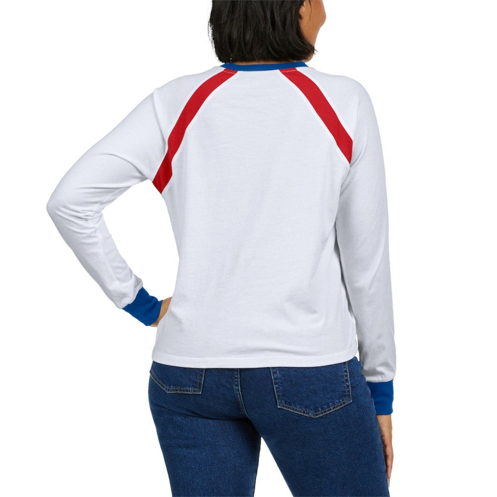 Atlanta Braves WEAR by Erin Andrews Women's Raglan Long Sleeve T-Shirt - White