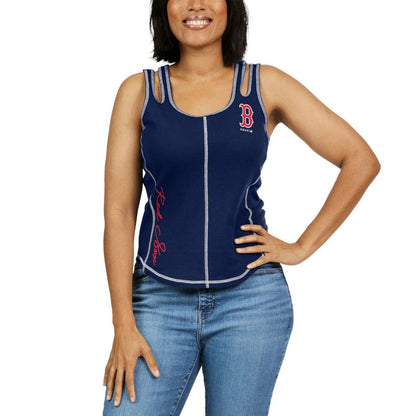 Boston Red Sox WEAR by Erin Andrews Women's Contrast Stitch Tank Top - Navy