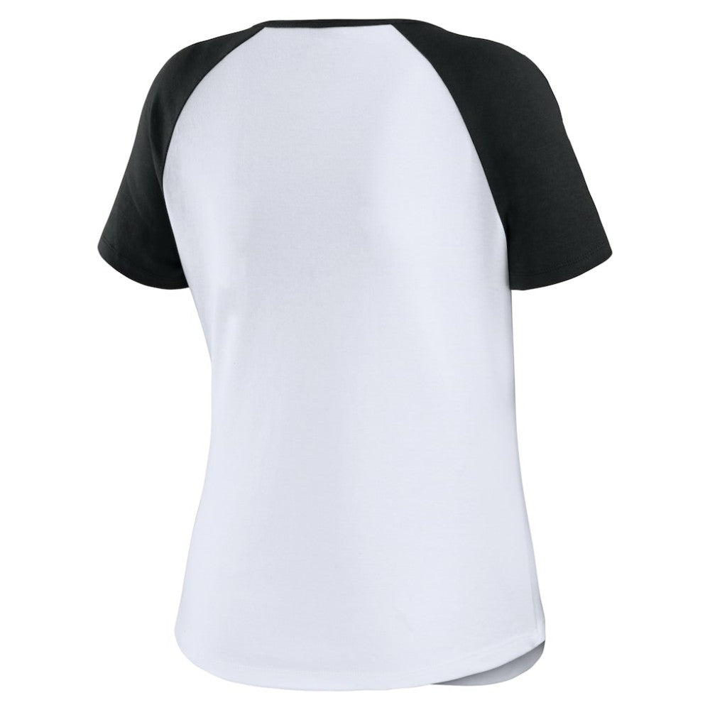 Chicago White Sox WEAR by Erin Andrews Women's Fitted Henley Raglan T-Shirt - White/Black