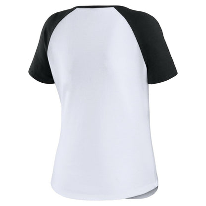 Chicago White Sox WEAR by Erin Andrews Women's Fitted Henley Raglan T-Shirt - White/Black