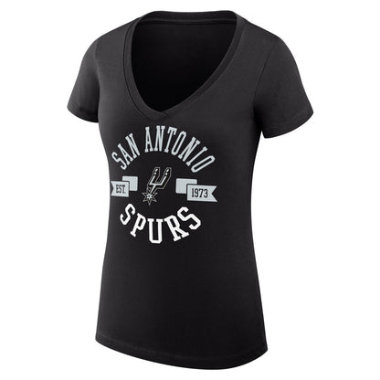 San Antonio Spurs G-III 4Her by Carl Banks Women's Super-Slim Fit Lightweight Large City Logo V-Neck T-Shirt - Black discount