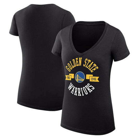 Golden State Warriors G-III 4Her by Carl Banks Women's Super-Slim Fit Lightweight Large City Logo V-Neck T-Shirt sale - Black for sale