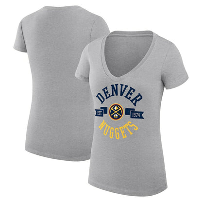 Denver Nuggets G-III 4Her by Carl Banks Women's Super-Slim Fit Lightweight Large City Logo V-Neck T-Shirt sale - Heather Gray cheap