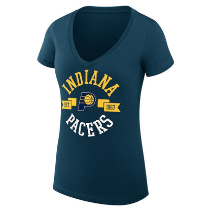 Indiana Pacers G-III 4Her by Carl Banks Women's Super-Slim Fit Lightweight Large City Logo V-Neck T-Shirt - Navy shop