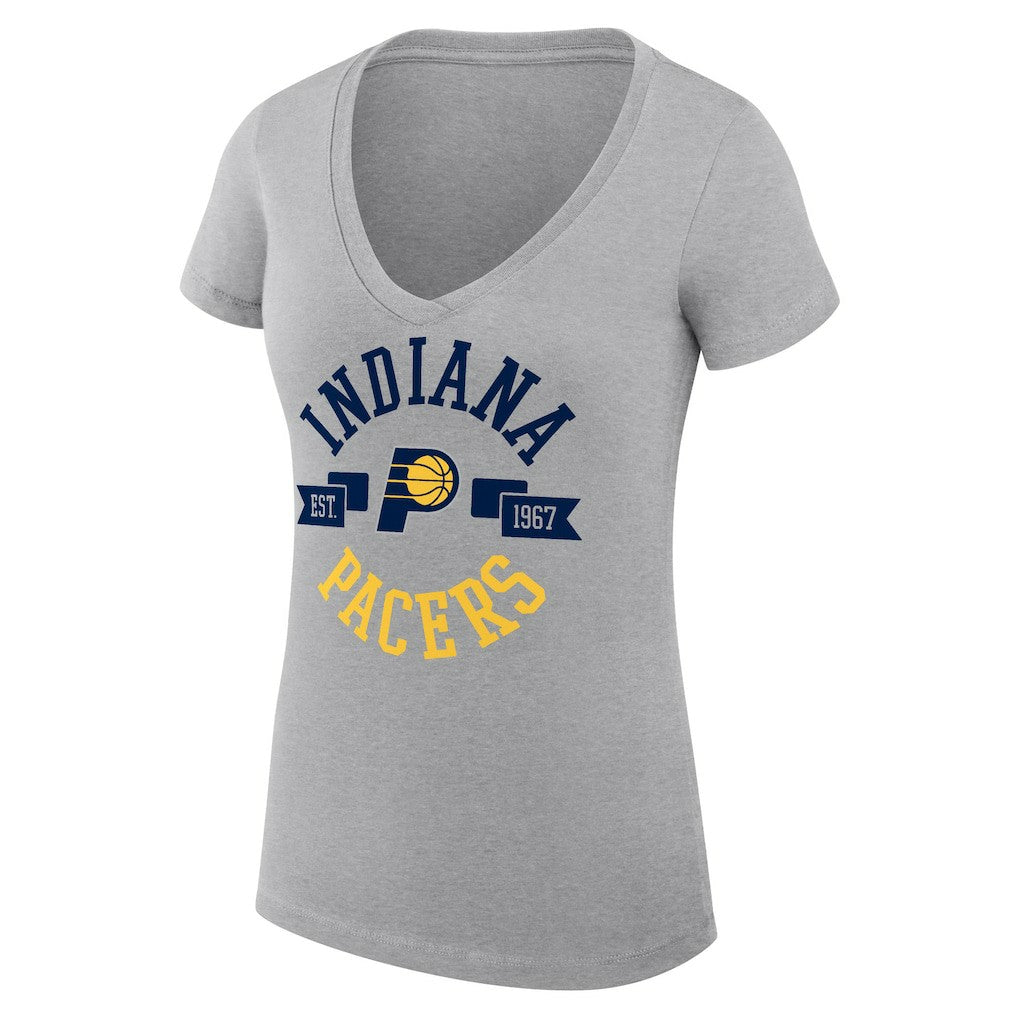Indiana Pacers G-III 4Her by Carl Banks Women's Super-Slim Fit Lightweight Large City Logo V-Neck T-Shirt - Heather Gray on sale