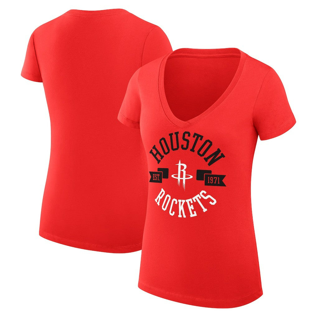 Houston Rockets G-III 4Her by Carl Banks Women's Super-Slim Fit Lightweight Large City Logo V-Neck T-Shirt - Red cheap